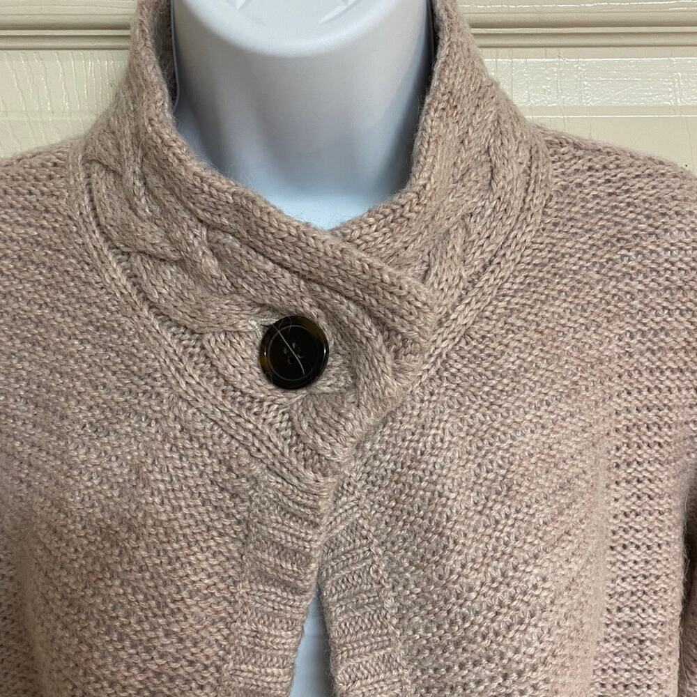 Zara Tan Alpaca Blend Knit Cardigan Collared Button Front Size M - Picture 5 of 7